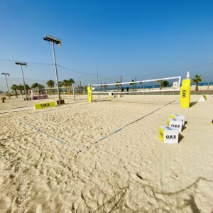 Branded Volleyball Safety Padding, Sitting Cubes and Banners for ORS Hydration Tablets at Kite Beach, Jumeirah by Jas Trading